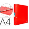 CARPETA 4 ANILLAS 40 MM LIDERPAPEL DIN A4 COLOR ROJO POLIPROPILENO