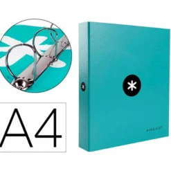 CARPETA 4 ANILLAS 40 MM MIXTAS LIDERPAPEL ANTARTIK A4 FORRADA COLOR MENTA