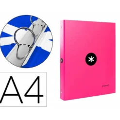 Carpeta 4 anillas 25mm Liderpapel Antartik A4 color rosa carton forrado