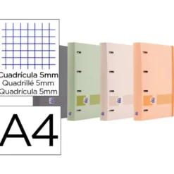 CARPETA 4 ANILLAS OXFORD EUROPEANBINDER TAPA EXTRADURA DIN A4 + RECAMBIO 120H CUADRO 5 MM BOREAL + INDICES