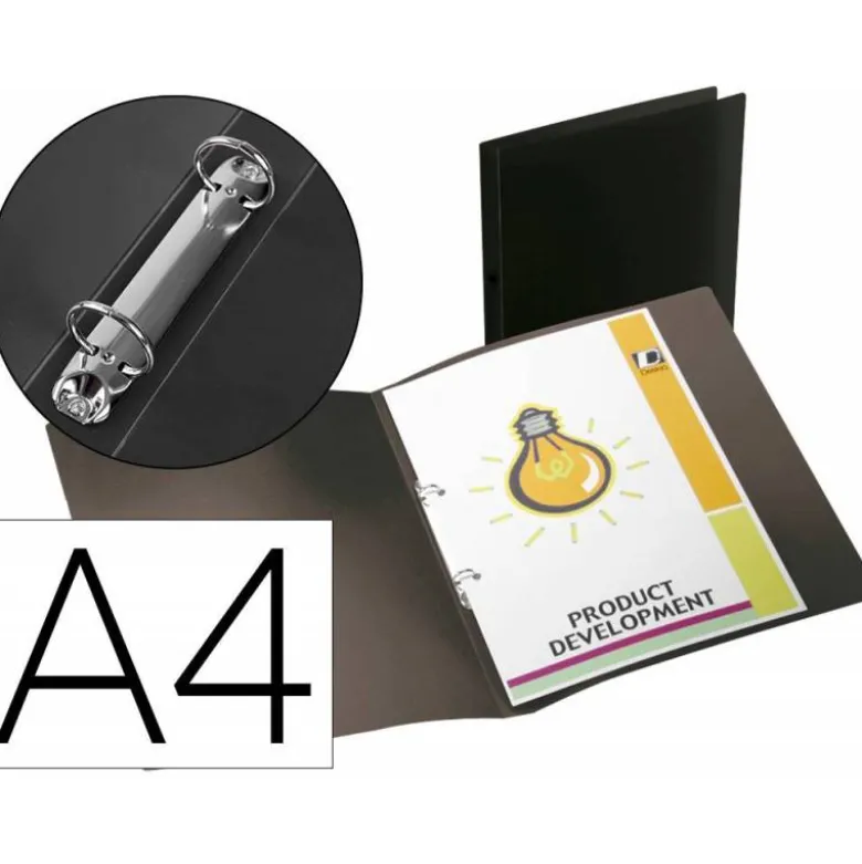 Carpeta 2 anilllas Liderpapel DIN A4 15mm polipropileno color negro