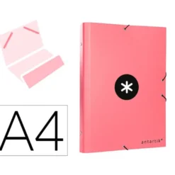 Carpeta Antartik clasificadora DIN A4 con 12 departamentos en Carton forrado Coral