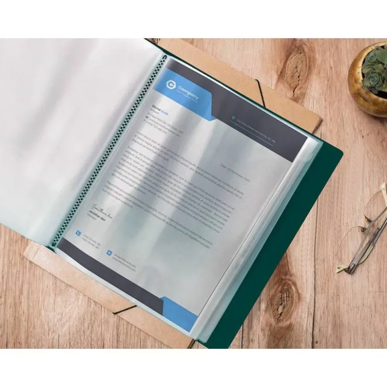 Carpeta Canguro Liderpapel DIN A4 poliporpileno 20 fundas color verde