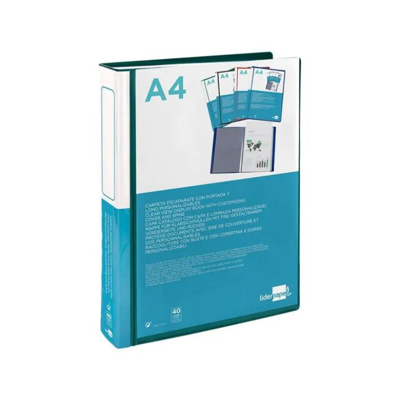 Carpeta Canguro Liderpapel DIN A4 poliporpileno 40 fundas color verde