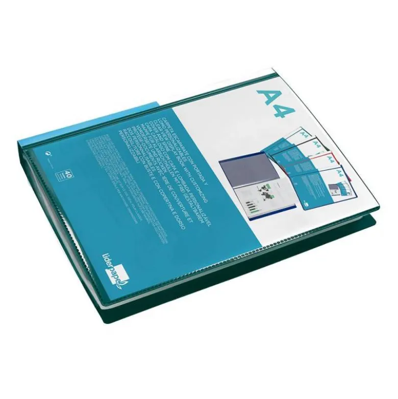 Carpeta Canguro Liderpapel DIN A4 poliporpileno 40 fundas color verde