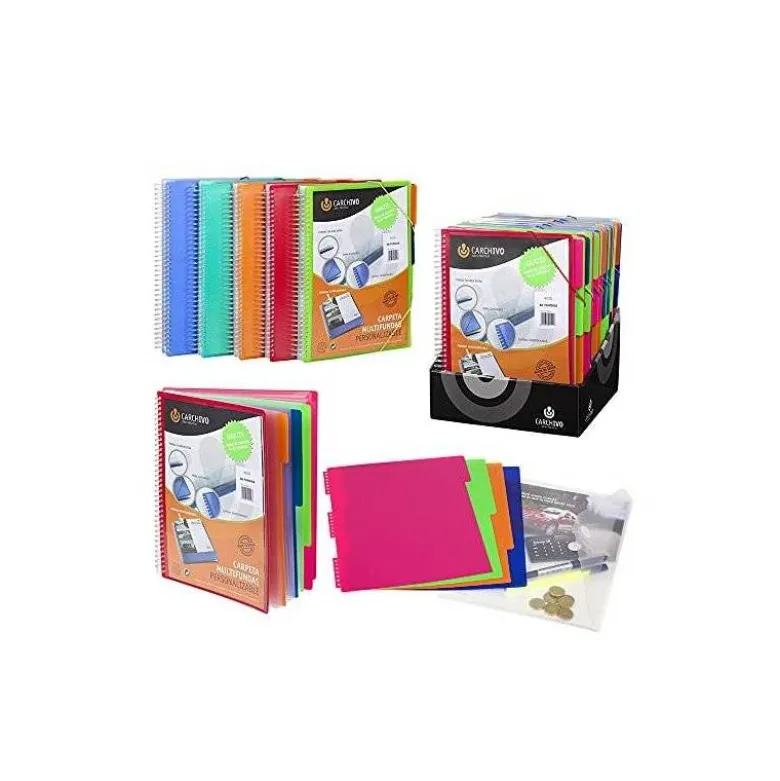CARPETA CARCHIVO ARCHIVEX POLIPROPILENO CANGURO ESCAPARATE CON ESPIRAL 40 FUNDAS CIERRE GOMASDIN A4