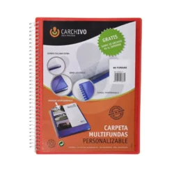 CARPETA CARCHIVO ARCHIVEX POLIPROPILENO CANGURO ESCAPARATE CON ESPIRAL 40 FUNDAS CIERRE GOMASDIN A4