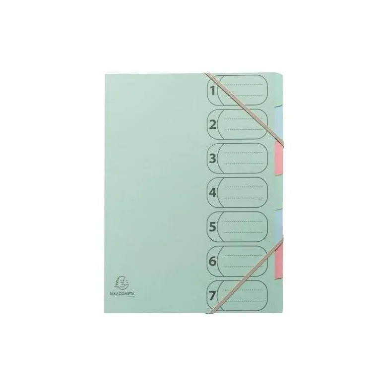 CARPETA CLASIFICADORA EXACOMPTA AUTENTIK 7 DEPARTAMENTOS DIN A4+ CARTON RECICLADO COLORES SURTIDOS