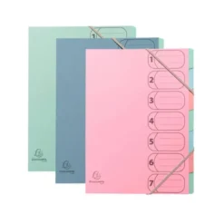 CARPETA CLASIFICADORA EXACOMPTA AUTENTIK 7 DEPARTAMENTOS DIN A4+ CARTON RECICLADO COLORES SURTIDOS