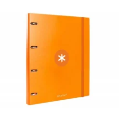 CARPETA CON RECAMBIO 4 ANILLAS 25MM LIDERPAPEL ANTARTIK DIN A4 COLOR AMARILLO CARTON FORRADO