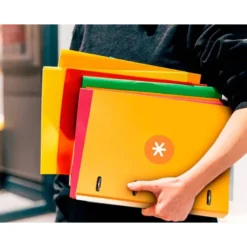 CARPETA CON RECAMBIO 4 ANILLAS 25MM LIDERPAPEL ANTARTIK DIN A4 COLOR AMARILLO CARTON FORRADO