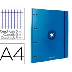 CARPETA CON RECAMBIO 4 ANILLAS 25MM LIDERPAPEL ANTARTIK DIN A4 COLOR AZUL CARTON FORRADO
