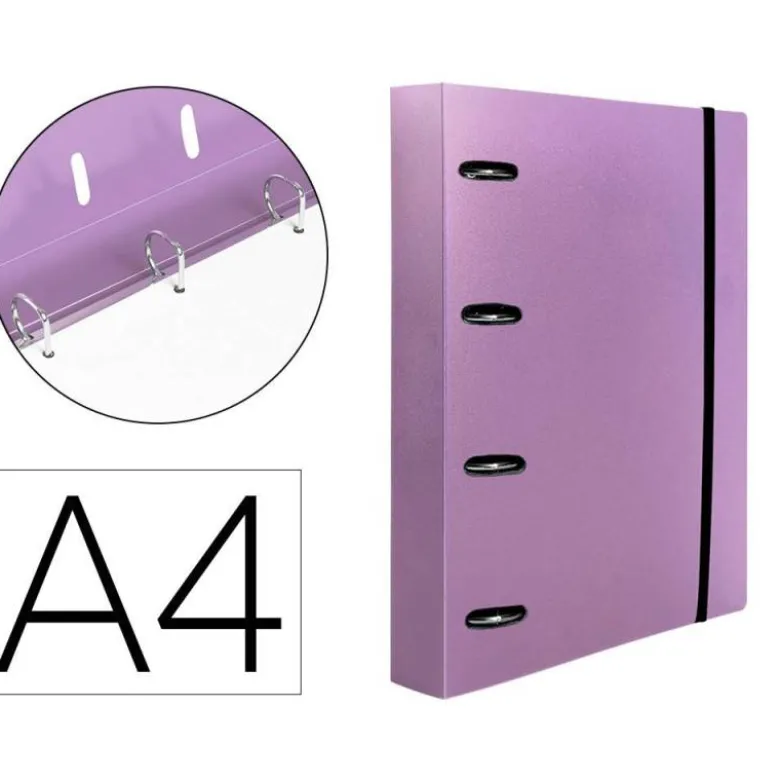 CARPETA CON RECAMBIO 4 ANILLAS DE 25 MM LIDERPAPEL DIN A4 COLOR VIOLETA POLIPROPILENO