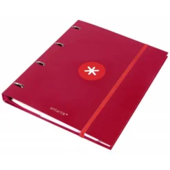 CARPETA CON RECAMBIO 4 ANILLAS 25MM LIDERPAPEL ANTARTIK DIN A4 COLOR ROJO CARTON FORRADO