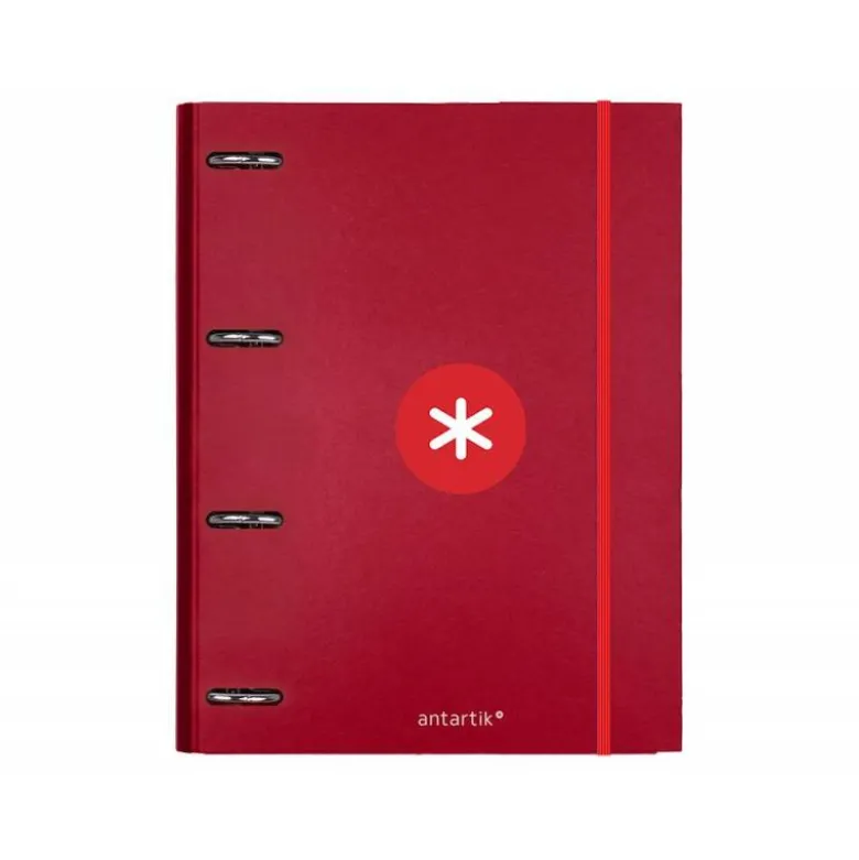 CARPETA CON RECAMBIO 4 ANILLAS 25MM LIDERPAPEL ANTARTIK DIN A4 COLOR ROJO CARTON FORRADO
