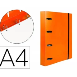CARPETA CON RECAMBIO 4/40 MM LIDERPAPEL DIN A4 CUADRO 5MM COLOR NARANJA POLIPROPILENO