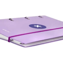 CARPETA CON RECAMBIO LIDERPAPEL ANTARTIK A4 CUADRO 5MM FORRADA 4 ANILLAS 40MM REDONDAS COLOR LAVANDA