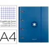 CARPETA CON RECAMBIO LIDERPAPEL ANTARTIK A4 CUADRO 5 MM FORRADA 4 ANILLAS 40MM REDONDAS COLOR AZUL MARINO
