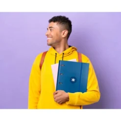 CARPETA CON RECAMBIO LIDERPAPEL ANTARTIK A4 CUADRO 5 MM FORRADA 4 ANILLAS 40MM REDONDAS COLOR AZUL MARINO