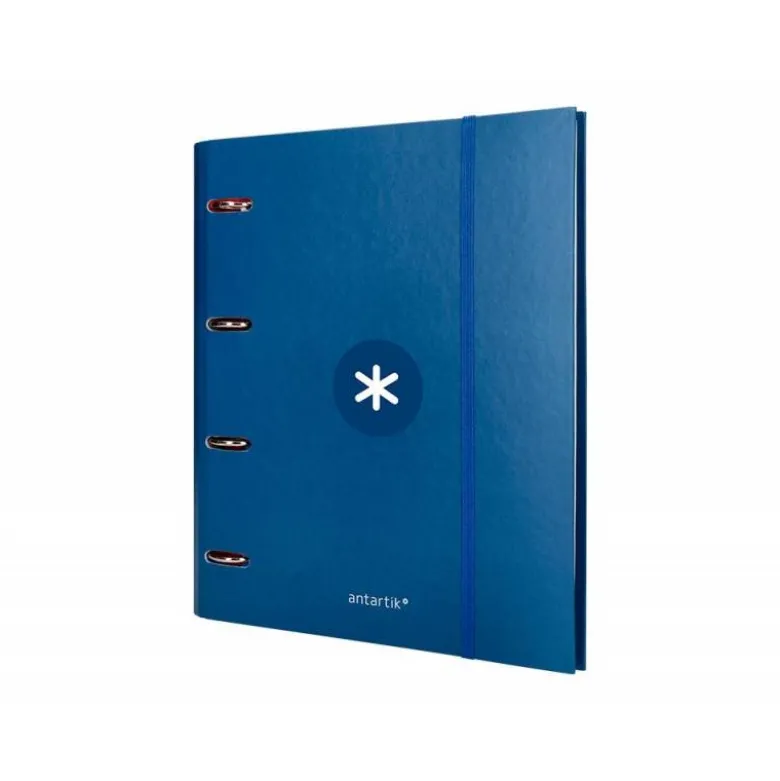 CARPETA CON RECAMBIO LIDERPAPEL ANTARTIK A4 CUADRO 5 MM FORRADA 4 ANILLAS 40MM REDONDAS COLOR AZUL MARINO