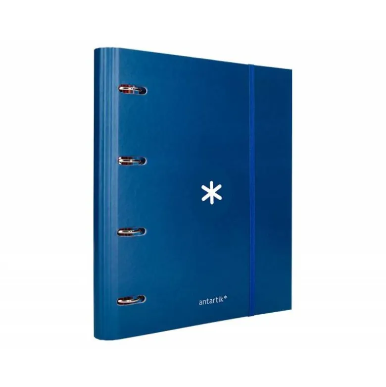 CARPETA CON RECAMBIO LIDERPAPEL ANTARTIK A4 CUADRO 5 MM FORRADA 4 ANILLAS 40MM REDONDAS COLOR AZUL MARINO