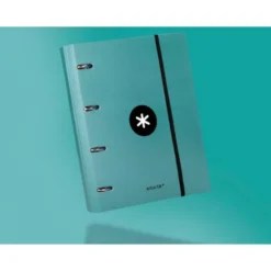 CARPETA CON RECAMBIO LIDERPAPEL ANTARTIK A4 CUADRO 5MM FORRADA 4 ANILLAS 40MM REDONDAS COLOR MENTA