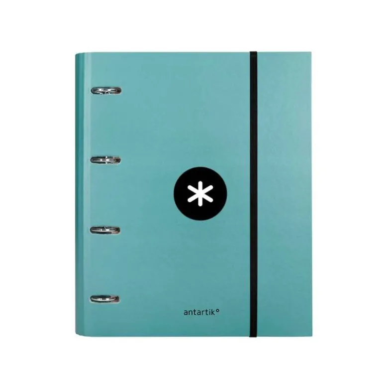 CARPETA CON RECAMBIO LIDERPAPEL ANTARTIK A4 CUADRO 5MM FORRADA 4 ANILLAS 40MM REDONDAS COLOR MENTA