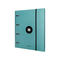 CARPETA CON RECAMBIO LIDERPAPEL ANTARTIK A4 CUADRO 5MM FORRADA 4 ANILLAS 40MM REDONDAS COLOR MENTA