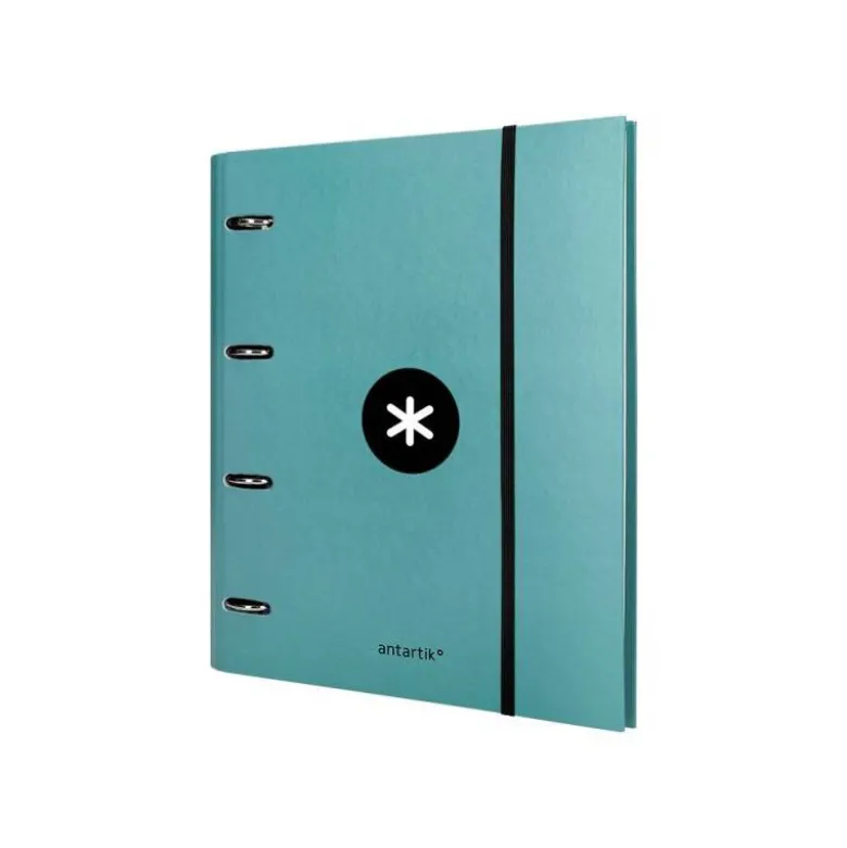 CARPETA CON RECAMBIO LIDERPAPEL ANTARTIK A4 CUADRO 5MM FORRADA 4 ANILLAS 40MM REDONDAS COLOR MENTA