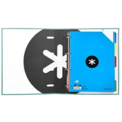 CARPETA CON RECAMBIO LIDERPAPEL ANTARTIK A4 CUADRO 5MM FORRADA 4 ANILLAS 40MM REDONDAS COLOR MENTA