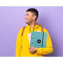 CARPETA CON RECAMBIO LIDERPAPEL ANTARTIK A4 CUADRO 5MM FORRADA 4 ANILLAS 40MM REDONDAS COLOR MENTA