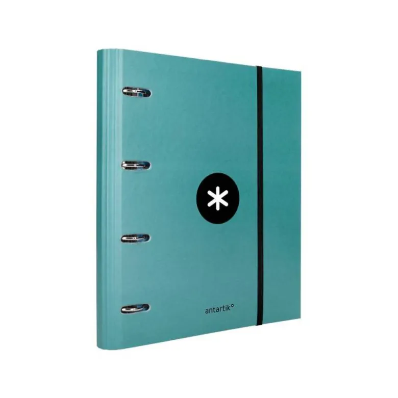 CARPETA CON RECAMBIO LIDERPAPEL ANTARTIK A4 CUADRO 5MM FORRADA 4 ANILLAS 40MM REDONDAS COLOR MENTA
