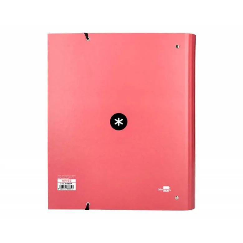 CARPETA CON RECAMBIO LIDERPAPEL ANTARTIK A4 CUADRO 5MM FORRADA 4 ANILLAS 40MM REDONDAS COLOR CORAL