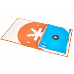 CARPETA CON RECAMBIO LIDERPAPEL ANTARTIK A4 CUADRO 5 MM FORRADA 4 ANILLAS 40MM REDONDAS COLOR MOSTAZA