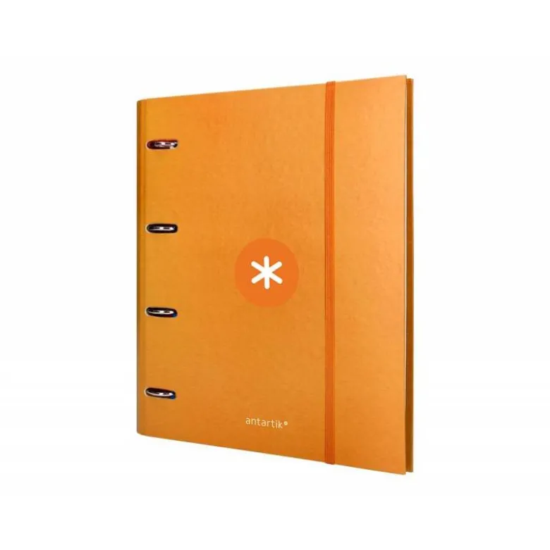 CARPETA CON RECAMBIO LIDERPAPEL ANTARTIK A4 CUADRO 5 MM FORRADA 4 ANILLAS 40MM REDONDAS COLOR MOSTAZA