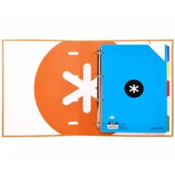 CARPETA CON RECAMBIO LIDERPAPEL ANTARTIK A4 CUADRO 5 MM FORRADA 4 ANILLAS 40MM REDONDAS COLOR MOSTAZA