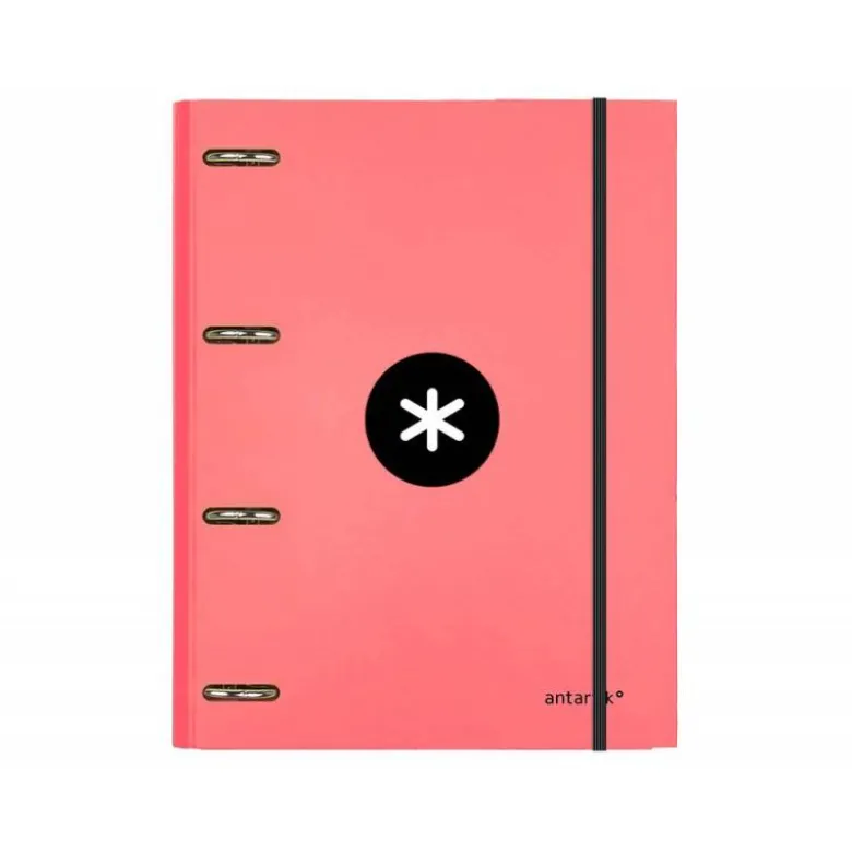 CARPETA CON RECAMBIO LIDERPAPEL ANTARTIK A4 CUADRO 5MM FORRADA 4 ANILLAS 25MM COLOR CORAL