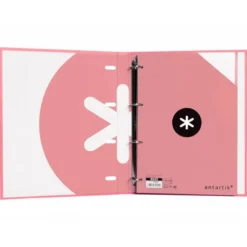 CARPETA CON RECAMBIO LIDERPAPEL ANTARTIK A4 CUADRO 5MM FORRADA 4 ANILLAS 25MM COLOR CORAL