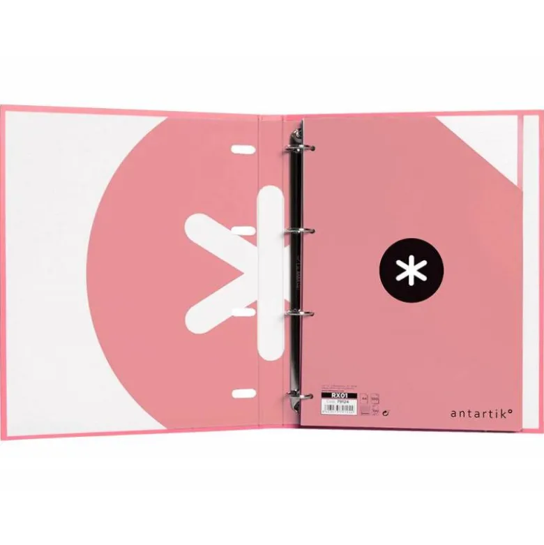 CARPETA CON RECAMBIO LIDERPAPEL ANTARTIK A4 CUADRO 5MM FORRADA 4 ANILLAS 25MM COLOR CORAL