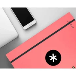 CARPETA CON RECAMBIO LIDERPAPEL ANTARTIK A4 CUADRO 5MM FORRADA 4 ANILLAS 25MM COLOR CORAL