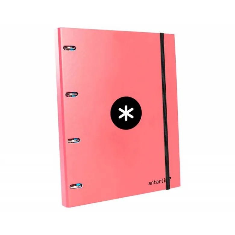 CARPETA CON RECAMBIO LIDERPAPEL ANTARTIK A4 CUADRO 5MM FORRADA 4 ANILLAS 25MM COLOR CORAL