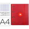 CARPETA CON RECAMBIO LIDERPAPEL ANTARTIK A4 CUADRO 5 MM FORRADA 4 ANILLAS 40MM REDONDAS COLOR FRAMBUESA