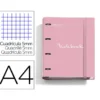 CARPETA CON RECAMBIO MIQUELRIUS EMOTIONS DIN A4 CUADRO 5 MM 4 ANILLAS 35 MM COLOR ROSA