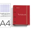 CARPETA CON RECAMBIO MIQUELRIUS EMOTIONS DIN A4 CUADRO 5 MM 4 ANILLAS 35 MM COLOR ROJO