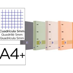 CARPETA CON RECAMBIO OXFORD EUROPEANBINDER BOREAL DIN A4+ 4 ANILLAS 35 MM RECAMBIO 100 HOJAS CUADRO 5 MM COLORES