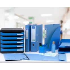 CARPETA DE 4 ANILLAS 30 MM EXACOMPTA DIN A4 COLOR AZUL CARTON FORRADO