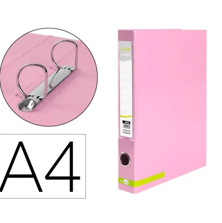 CARPETA DE 2 ANILLAS 25 MM MIXTAS LIDERPAPEL DIN A4 COLOR ROSA CARTON FORRADO