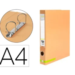 CARPETA DE 2 ANILLAS 25 MM MIXTAS LIDERPAPEL DIN A4 COLOR NARANJA CARTON FORRADO