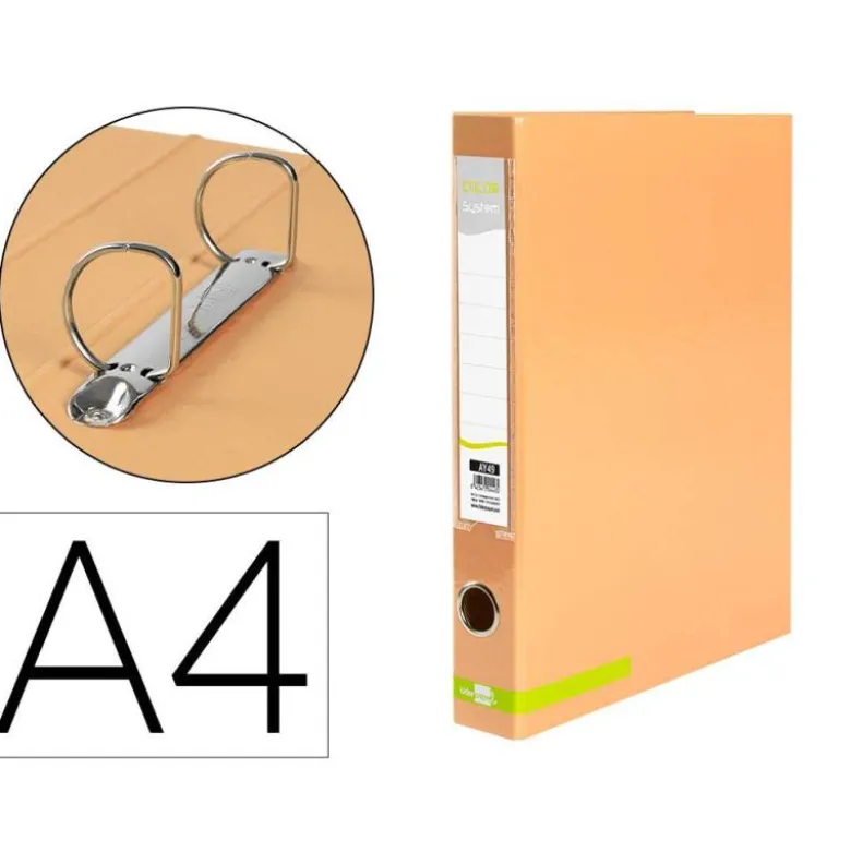 CARPETA DE 2 ANILLAS 25 MM MIXTAS LIDERPAPEL DIN A4 COLOR NARANJA CARTON FORRADO