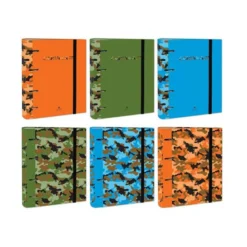 CARPETA DE 4 ANILLAS DE 40 MM MIXTAS CARTON FORRADO FOLIO COLORES SURTIDOS CAMUFLAJE 6 DISEÑOS